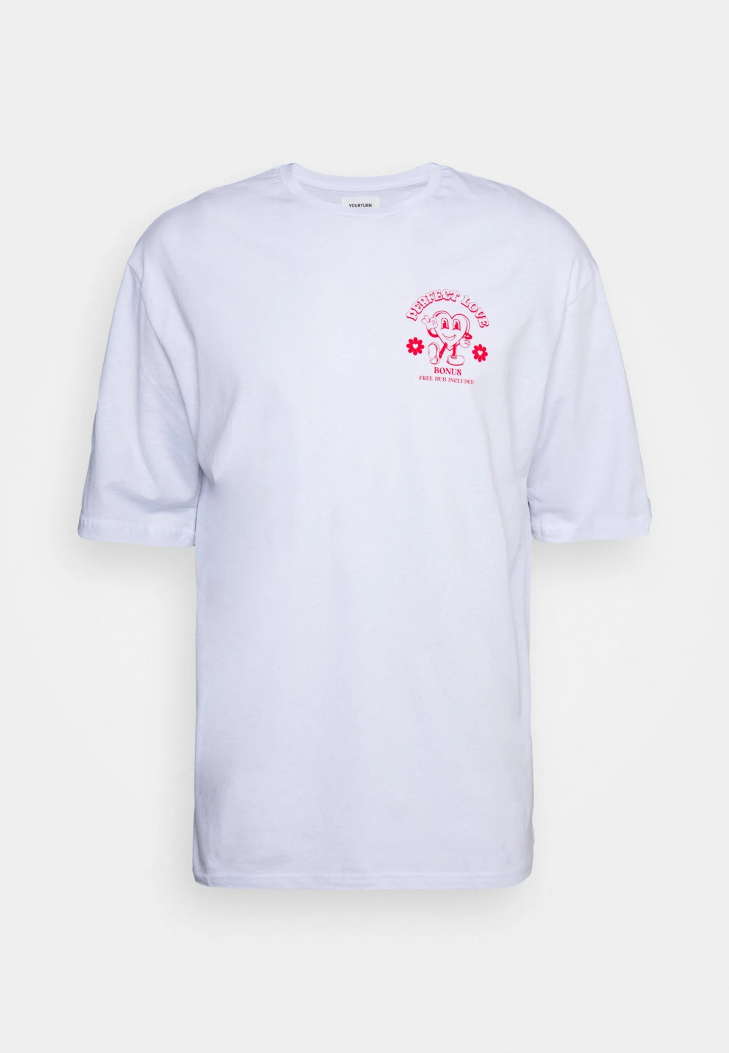 YOURTURN Heart Graphic Backprint Tee Unisex - Print T-Shirt - White