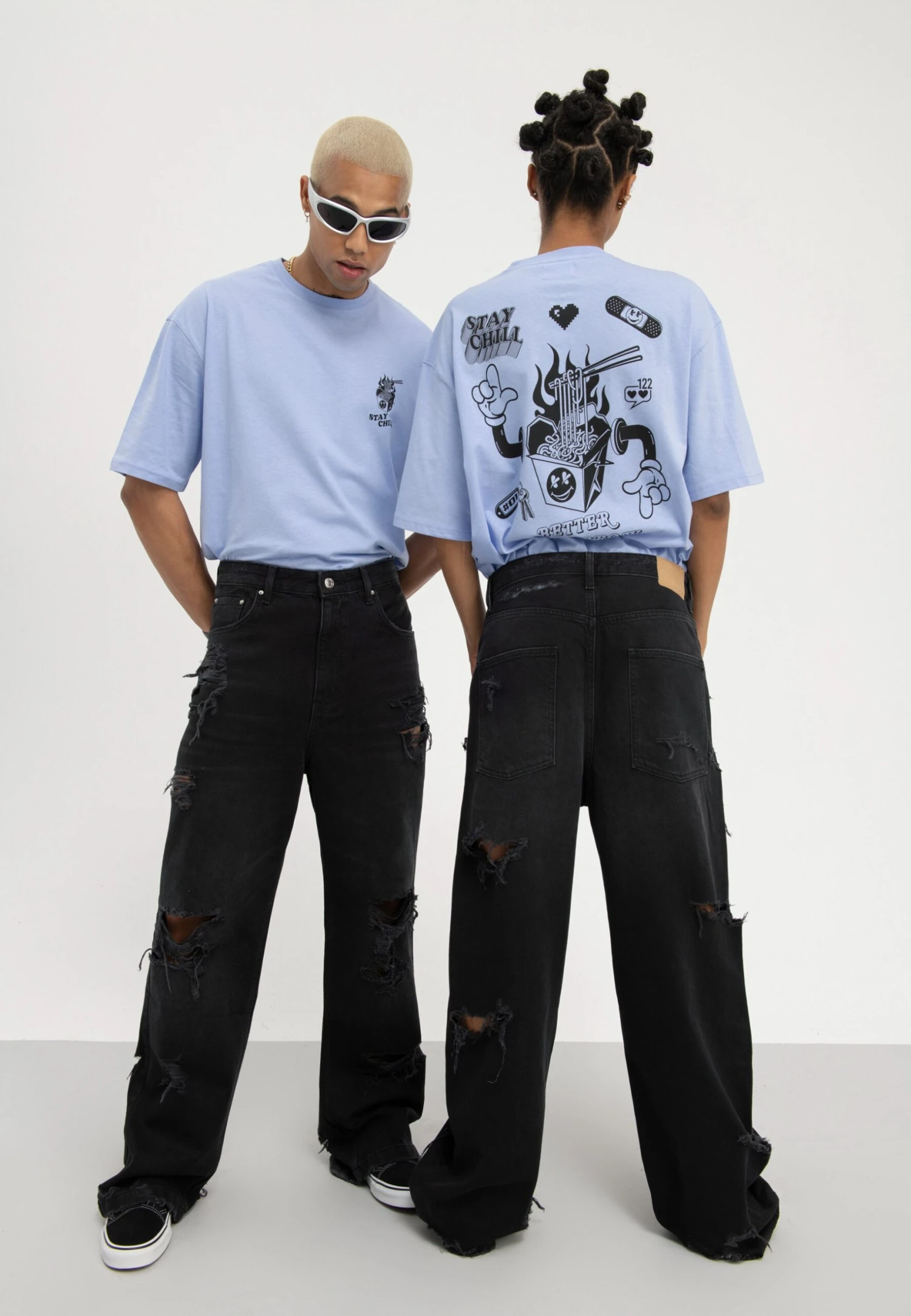 YOURTURN Unisex - Relaxed Fit Jeans - Black Denim - Image 5