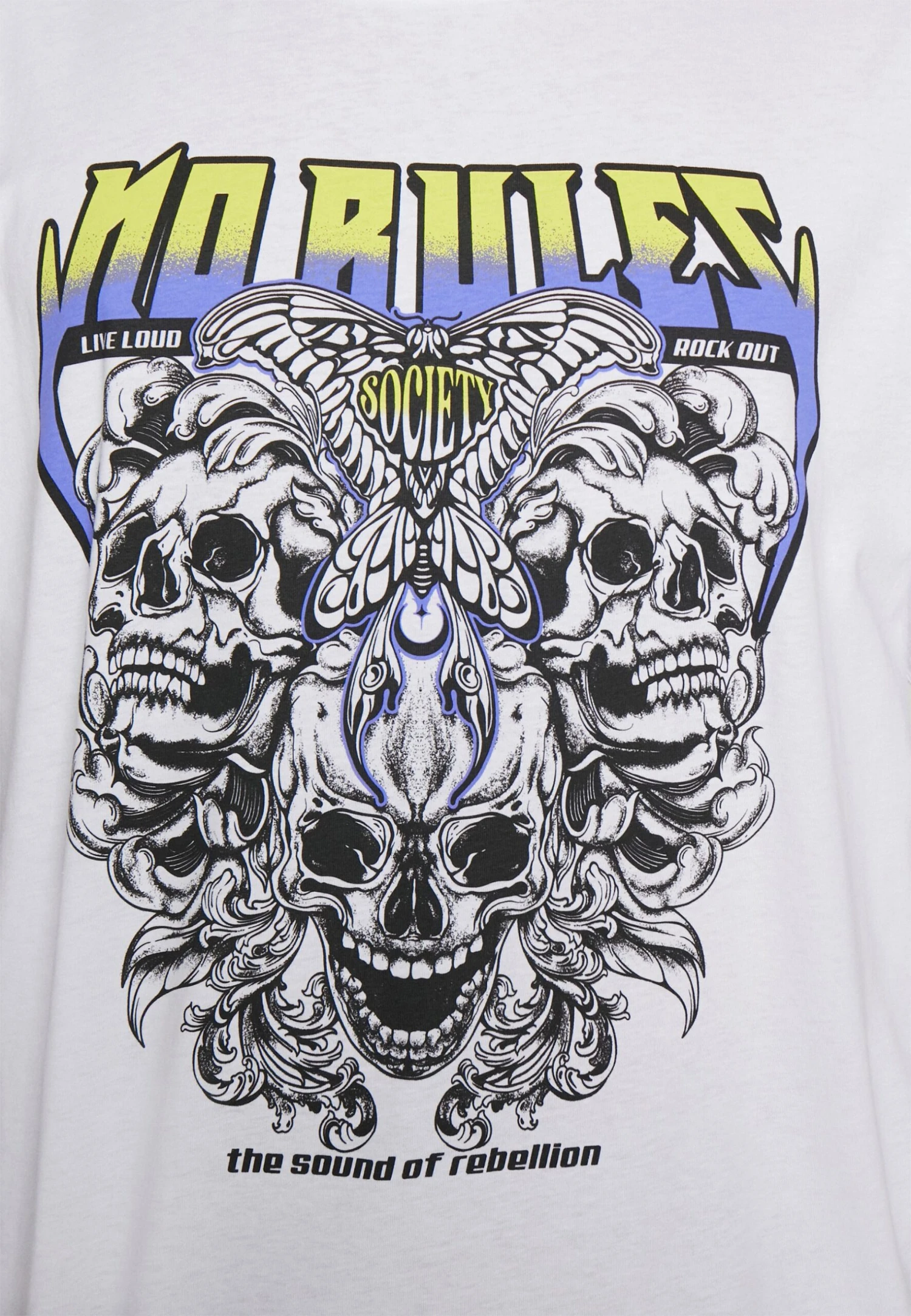 YOURTURN Rule Skull Graphic Tee Unisex - Print T-Shirt - White - Image 5