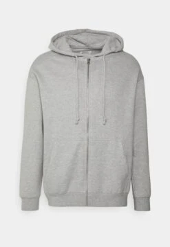 YOURTURN Relaxed Fit Unisex - Zip-Up Sweatshirt - Mottled Light Grey