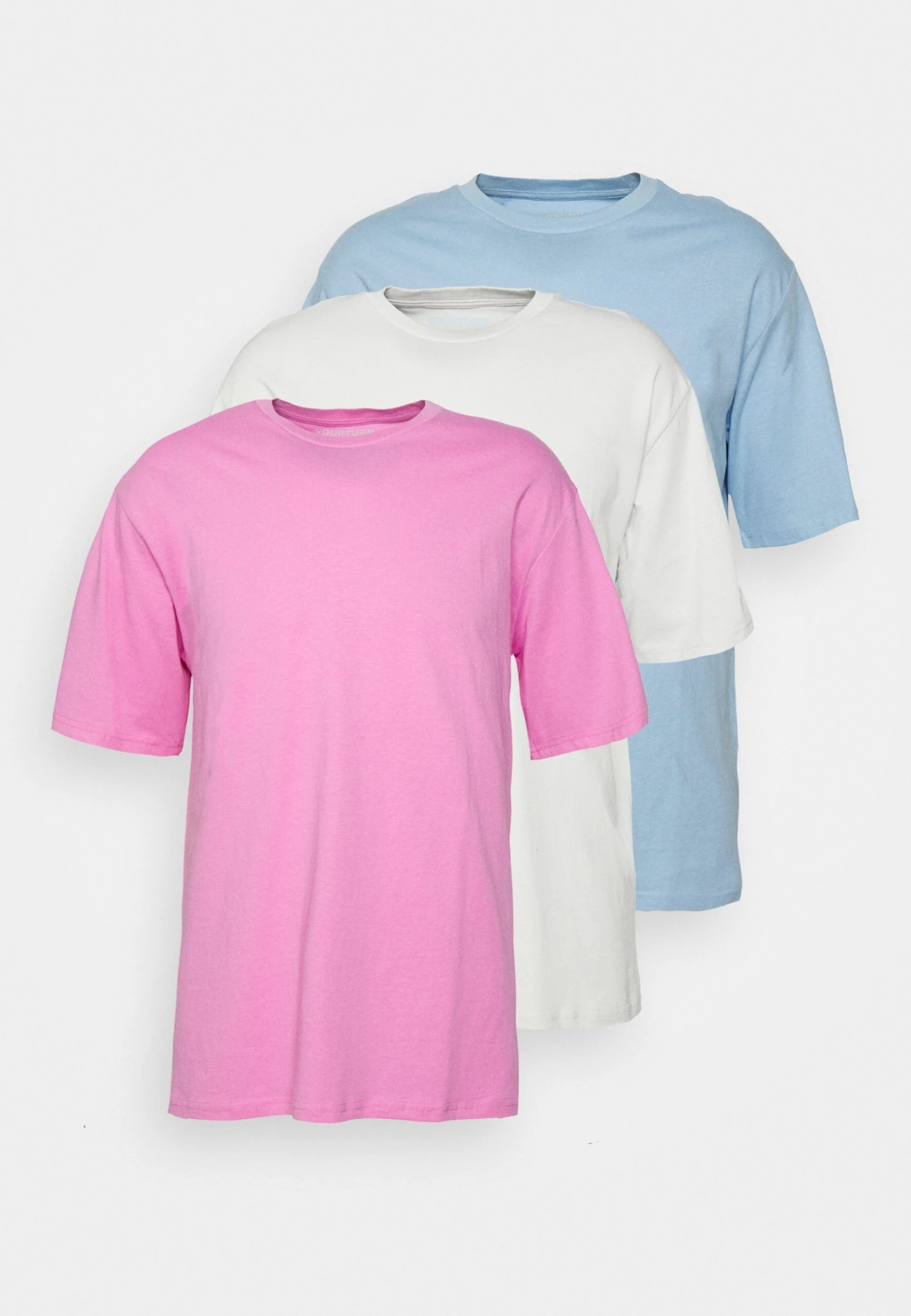 YOURTURN 3Pack Unisex - Basic T-Shirt - Light Blue/Grey/Pink - Image 7
