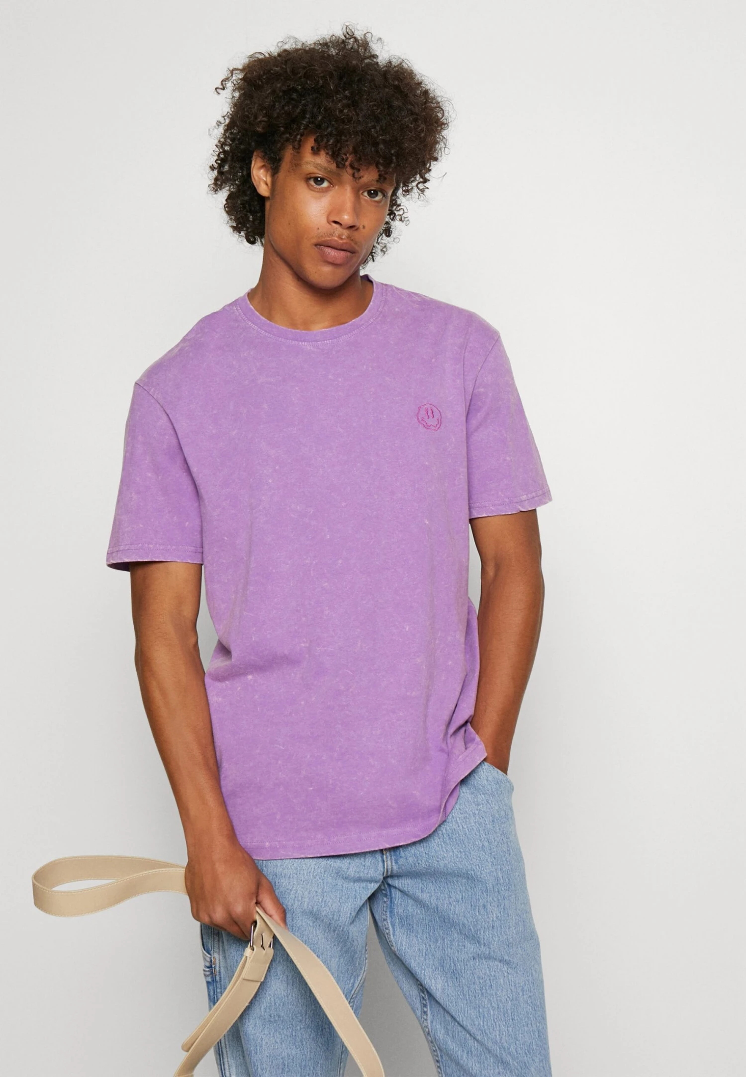YOURTURN Yt-0722-1002Smiley Wash Tee / 404 - Purple - Basic T-Shirt - 404 - Purple - Image 4
