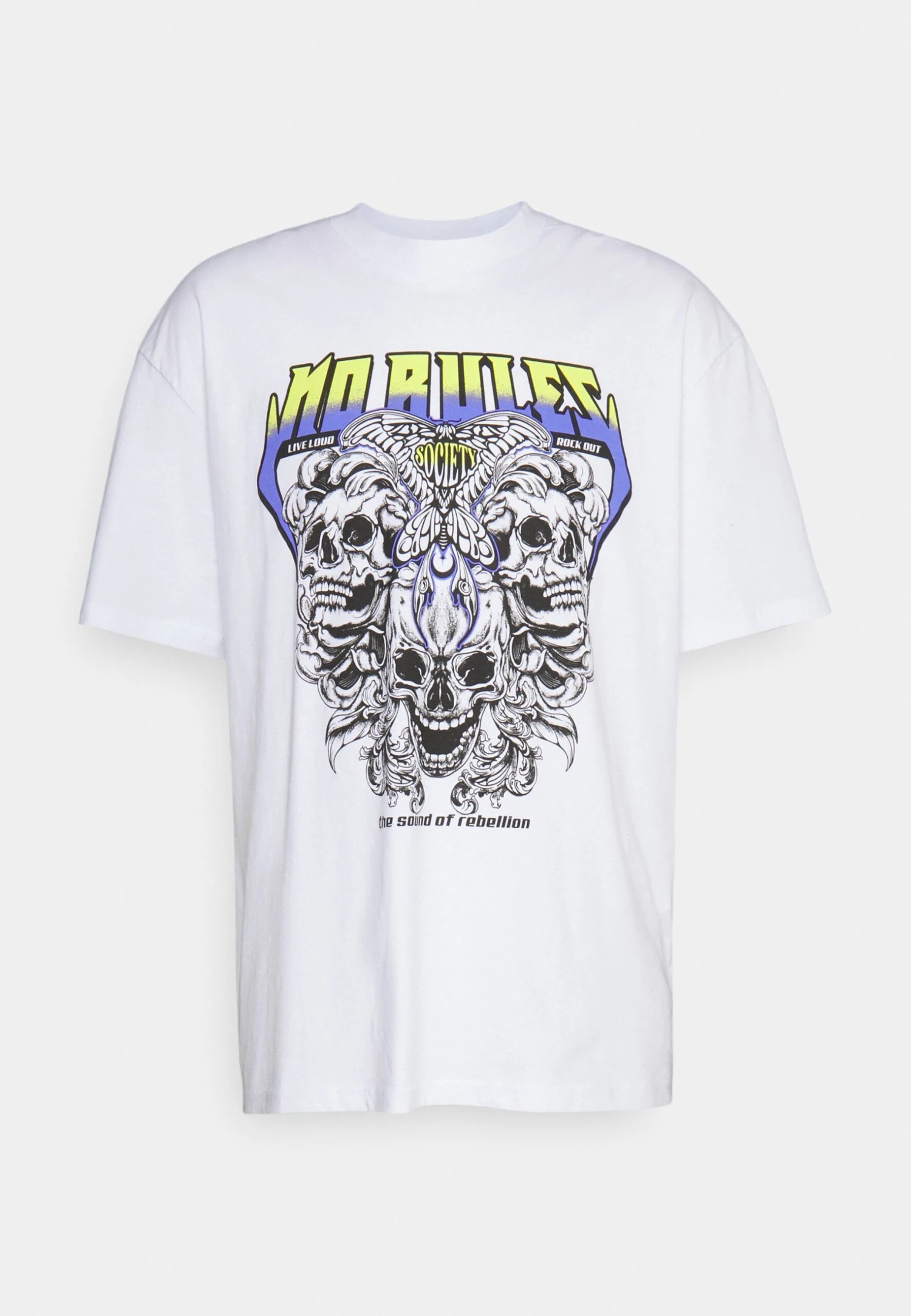 YOURTURN Rule Skull Graphic Tee Unisex - Print T-Shirt - White - Image 4