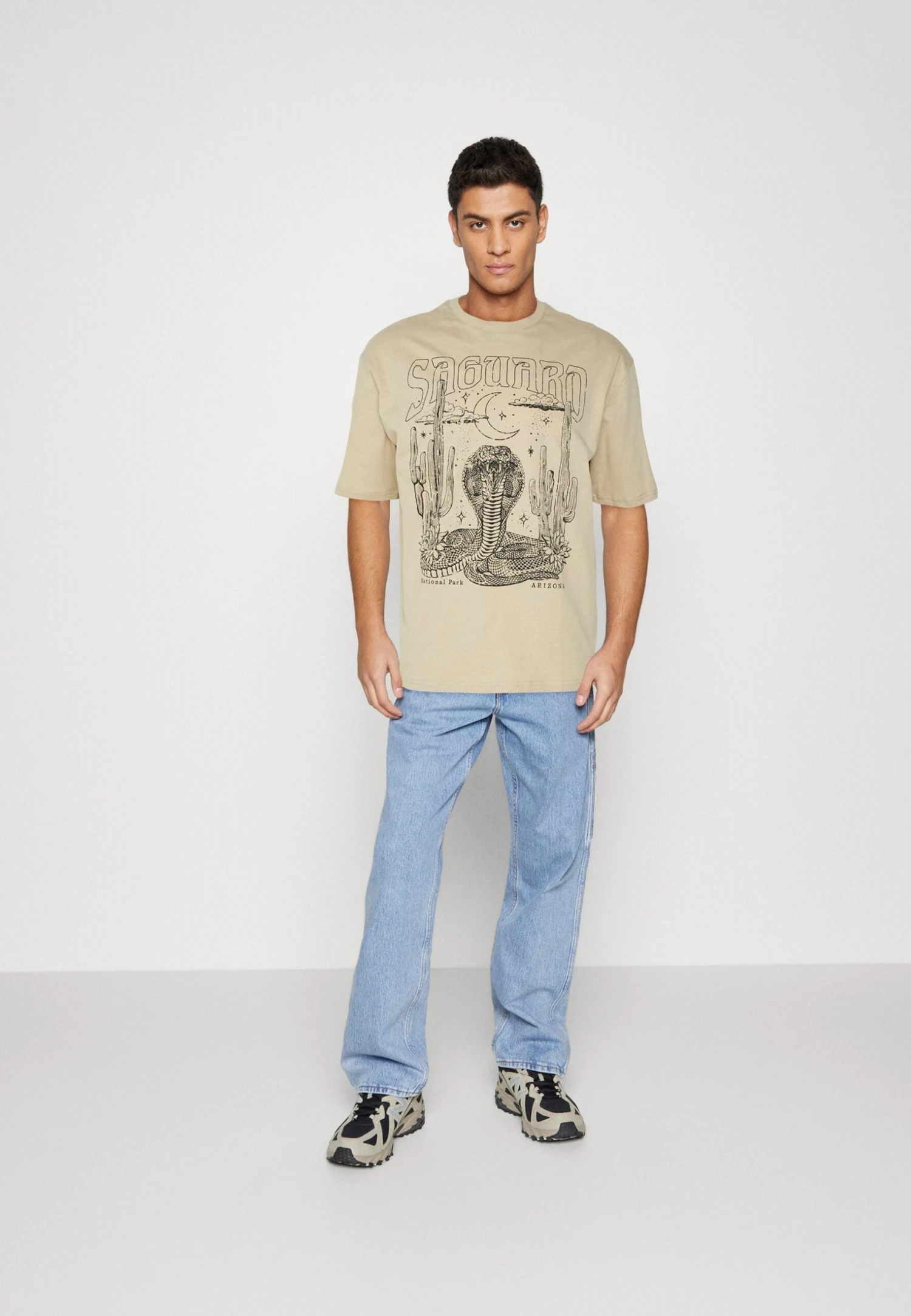 YOURTURN Unisex - Print T-Shirt - Tan - Image 2