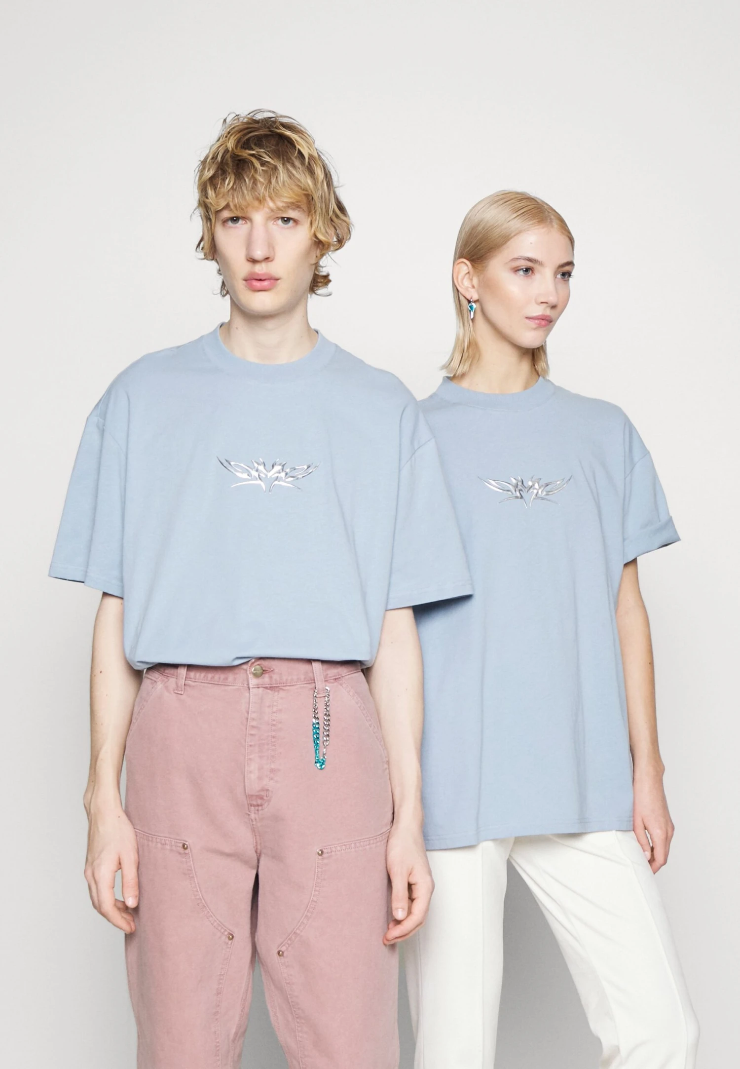 YOURTURN Print T-Shirt - Light Blue