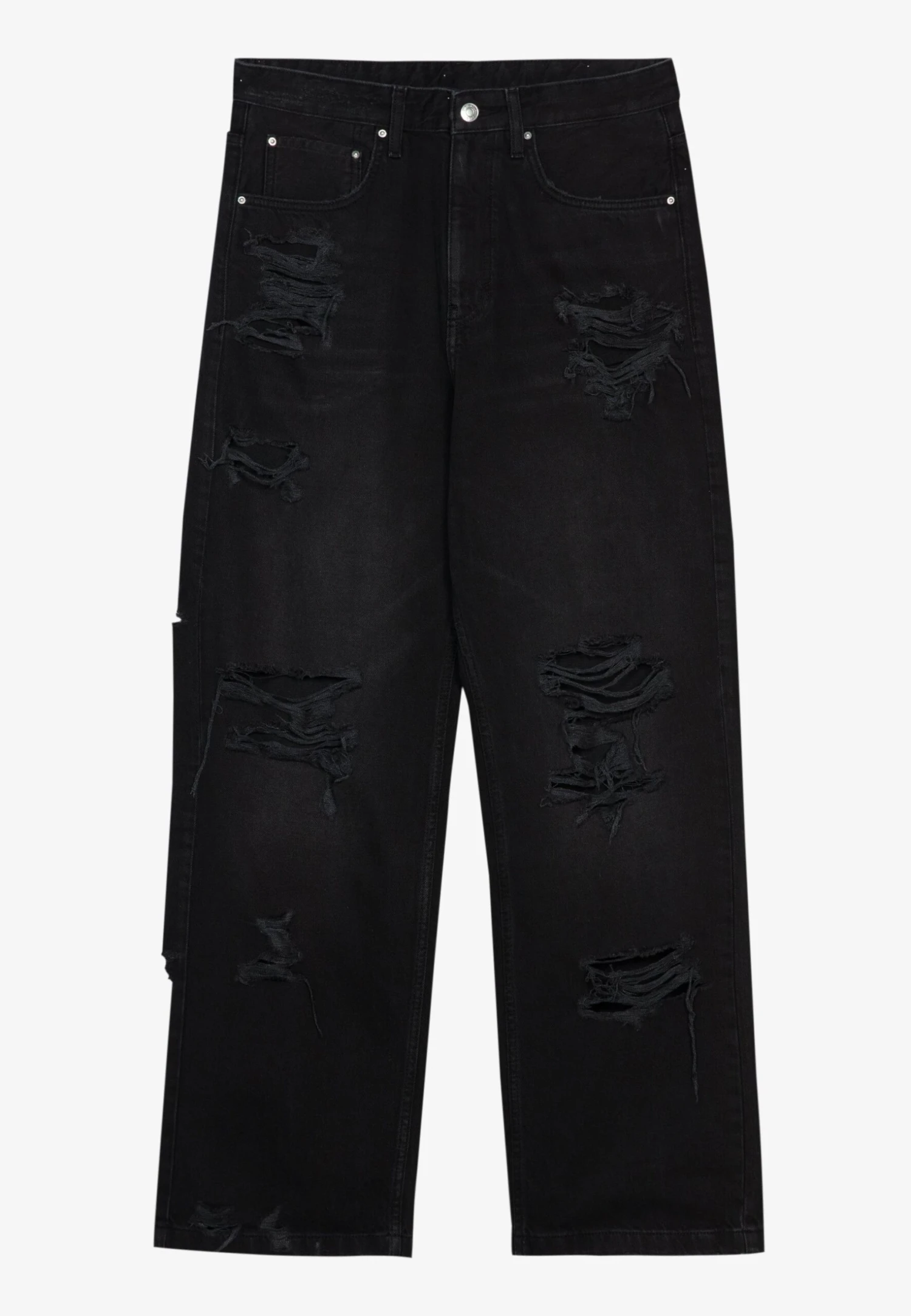 YOURTURN Unisex - Relaxed Fit Jeans - Black Denim - Image 6