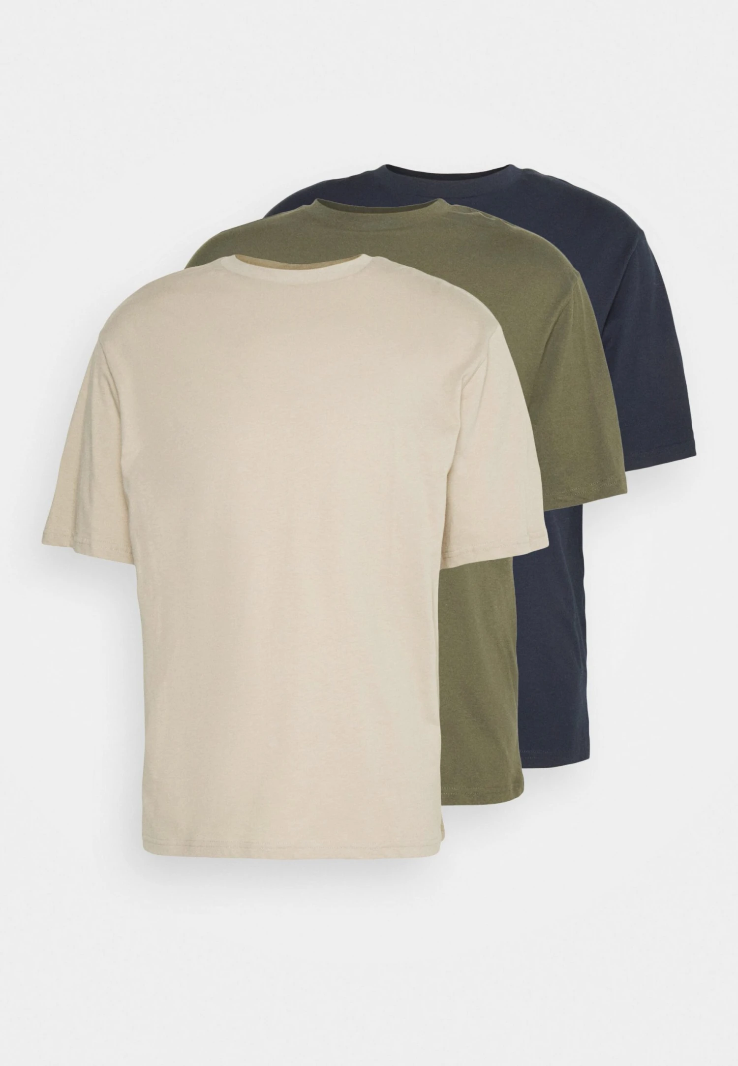 YOURTURN 3Pack Unisex - Basic T-Shirt - Olive, Beige, Dark Blue - Image 7