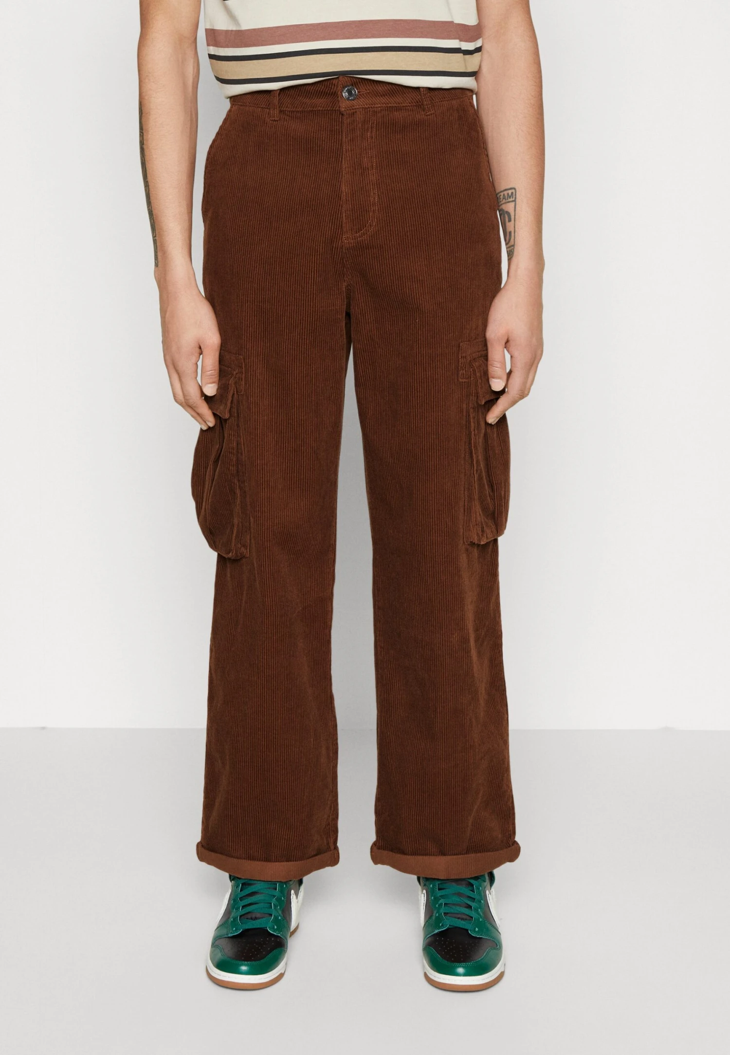 YOURTURN Corduroy Unisex - Cargo Trousers - Dark Brown