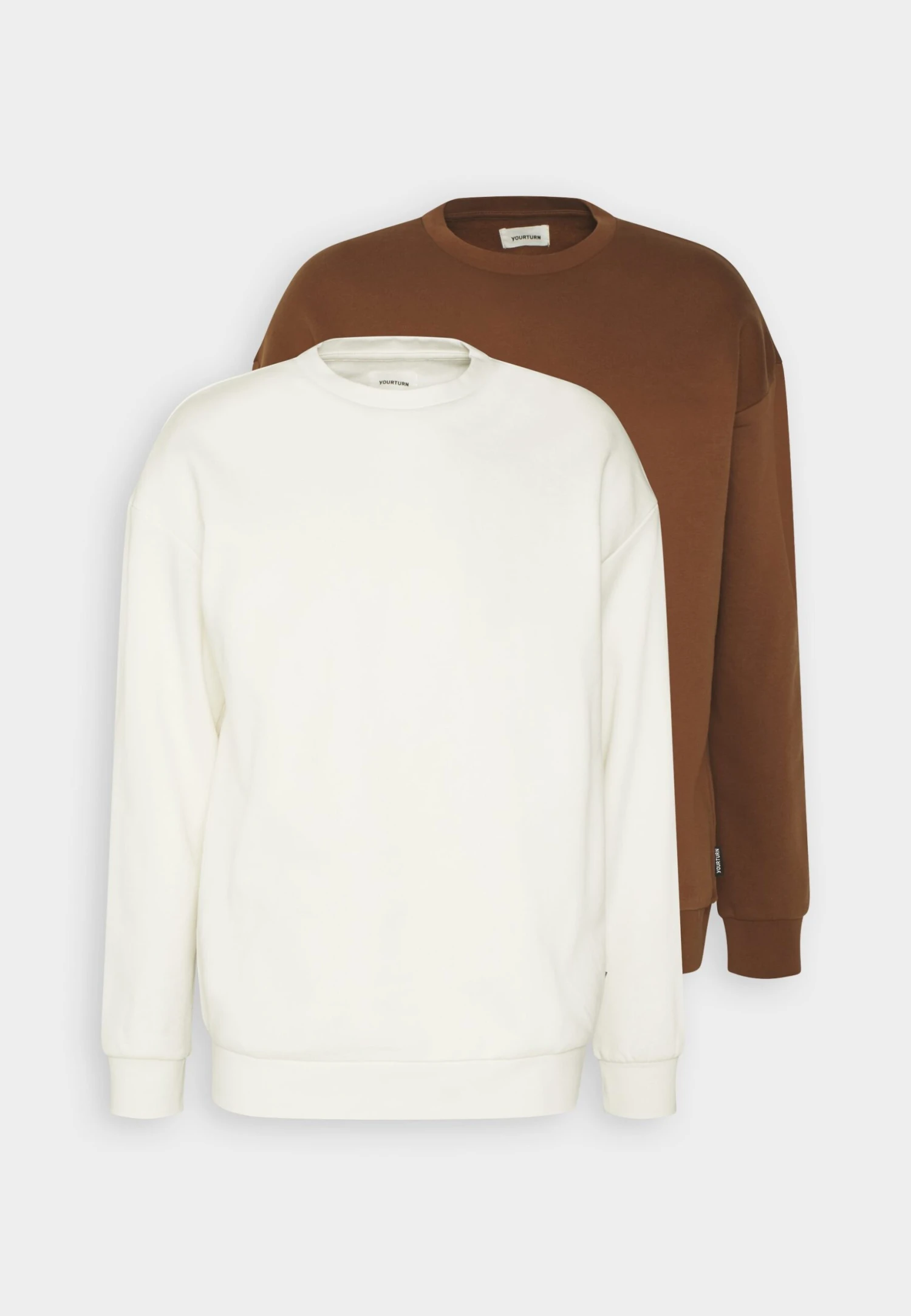 YOURTURN Unisex 2 Pack - Sweatshirt - Dark Brown/Off-White - Image 5