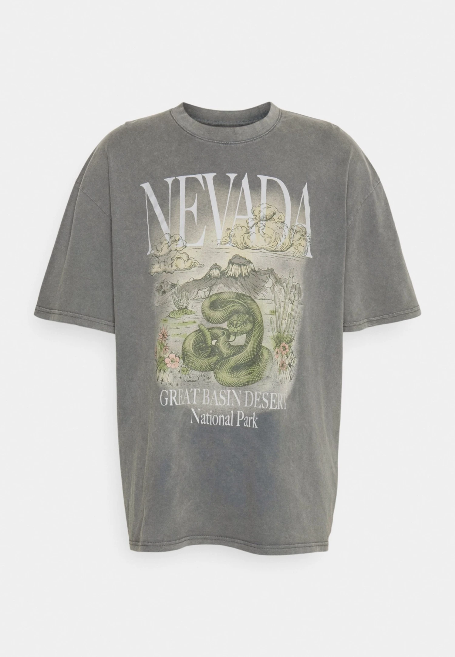 YOURTURN Nevada Wash Graphic Tee Washed - Print T-Shirt - Charcoal - Image 4