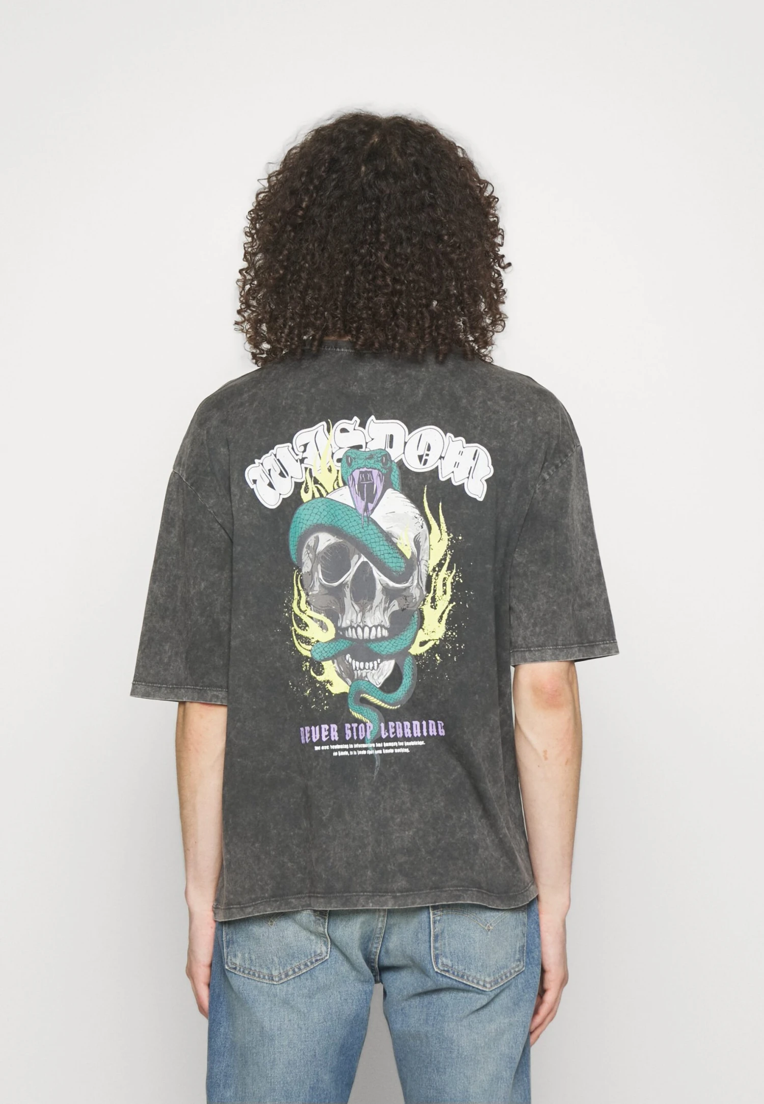 YOURTURN Skull Graphic Tee Unisex - Print T-Shirt - Mottled Black