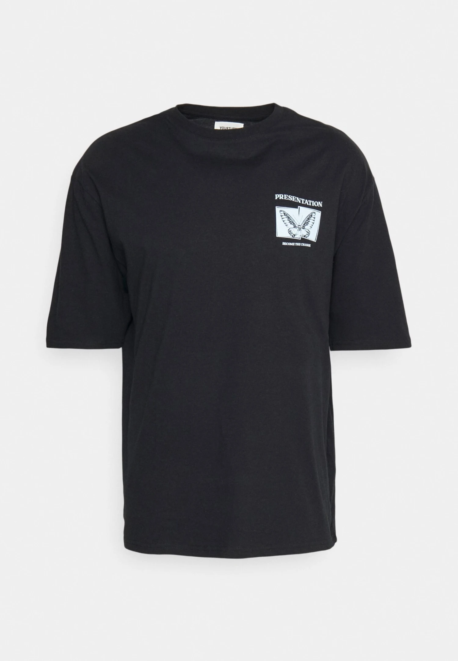 YOURTURN Print T-Shirt - Black - Image 4